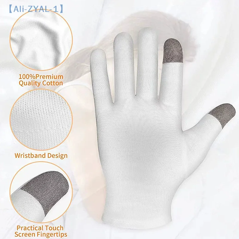 【ZYAL-1】1 par de guantes hidratantes de algodón suave para manos secas y agrietadas loción para tratamiento de Spa para la hora de dormir exfoliante con bloqueo