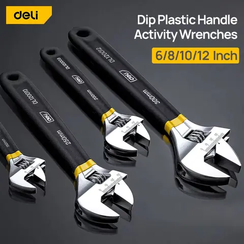 6/8/10/12 Inch Universal Spanners Black Rubber Non-slip Handle Adjustable Wrench Multifunction Auto Mechanic Maintenance Tools