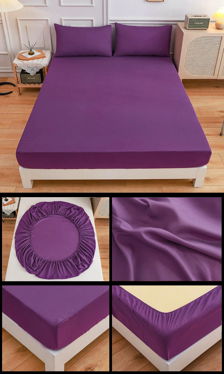 Black Fitted Sheet Home Bed Linen 90x200 Bed Cover with Elastic Band Tampa De Colchão Double Bedsheet (Pillowcase Need Order)