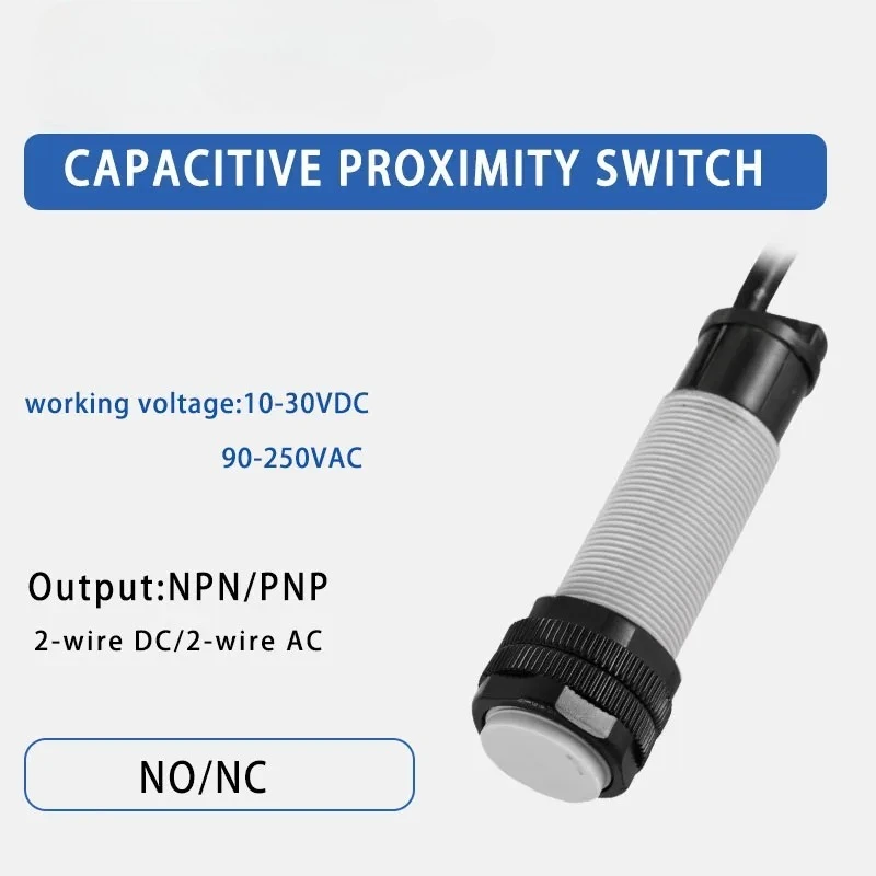 M18 proximity switch sensor Capacitive sensor DC 3-wire 12-24VDC/AC 100-240VAC Three wire output NPN PNP NO NC