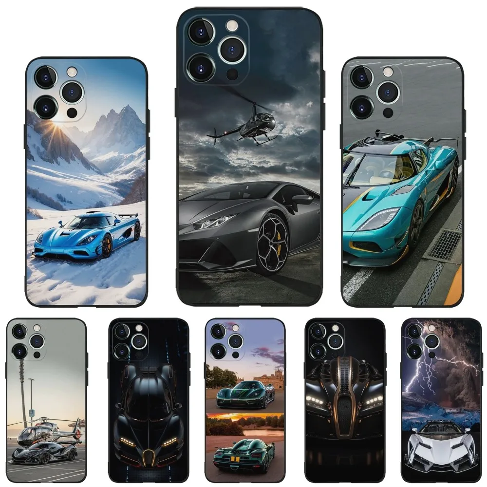 A-Agera R-R-S Sports Car Phone Case For iPhone 16,15,14,13,12,11,Plus,Pro Max,XS,X,XR,SE,Mini,8,7 Soft Silicone Black Cover