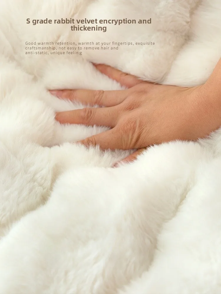 

Thiened Rabbit Fur Chair Pad Inteated Roing Chair Mat Lazy Chair Pad Fall Winter Barest Universal Fit Home Office Car