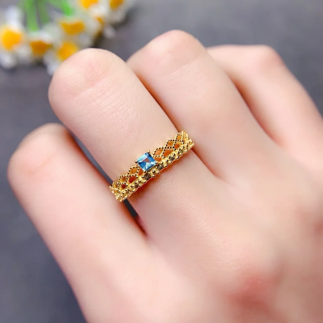 

Роскошное серебряное кольцо с натуральным топазом S925, изысканное мастерство для полированного образа, изысканный подарок для любого мероприятия