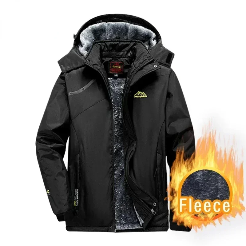 Men Hiking Jacket Winter Inner Fleece Waterproof Women Outdoor Windbreaker Camping Skiing Rain Jacket Thick Thermal Coat