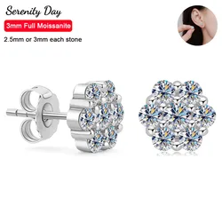 Serenity 3mm D Color Moissanite Earrings For Women Wedding 100% S925 Sterling Silver Plated 18K Stud EarringS Plated 18K Jewelry