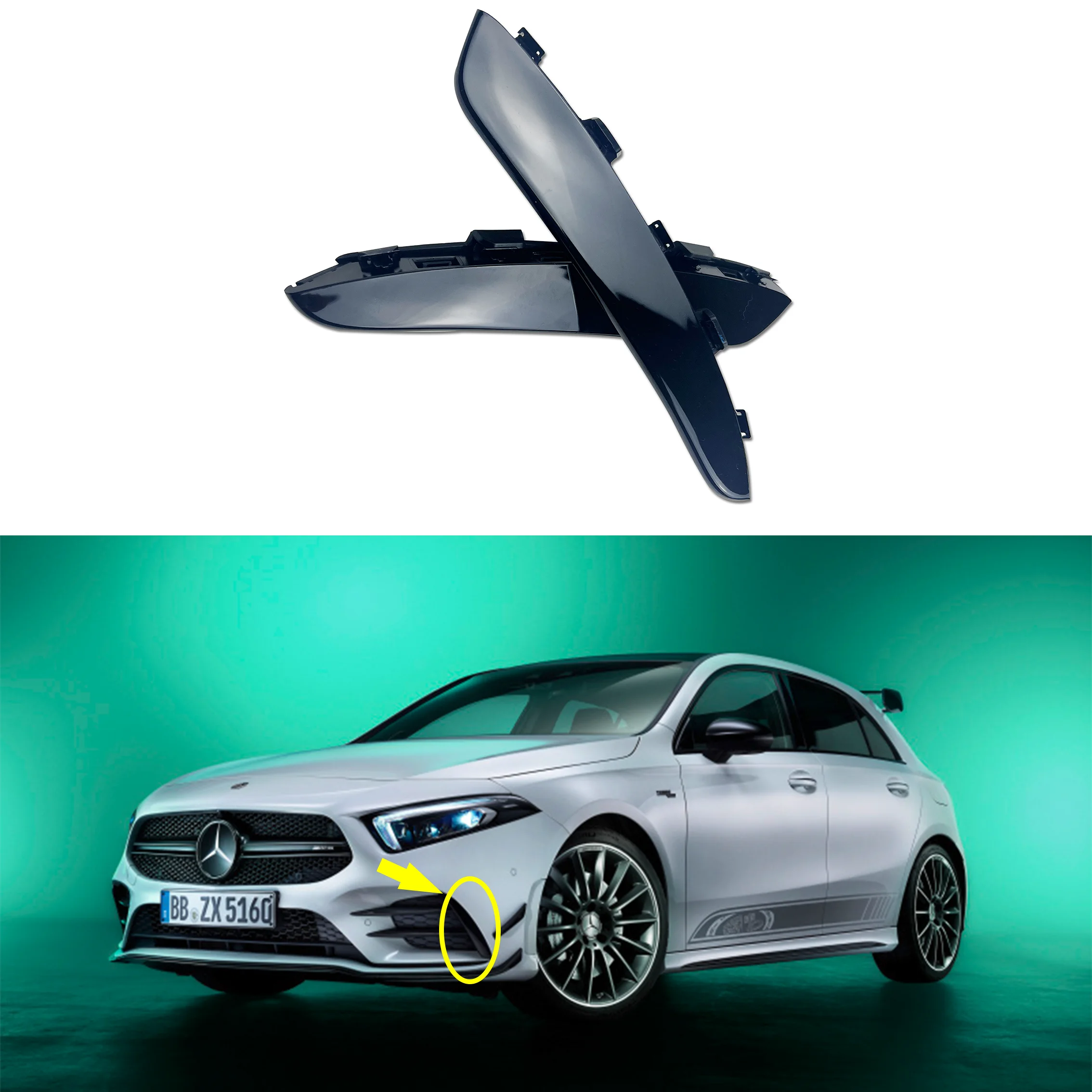 For Mercedes Benz A Class W177 AMG A180 A200 A250 A35 2019 Front Bumper Fog Lamp Air Vent Cover Trim Clip Car Styling Accessory