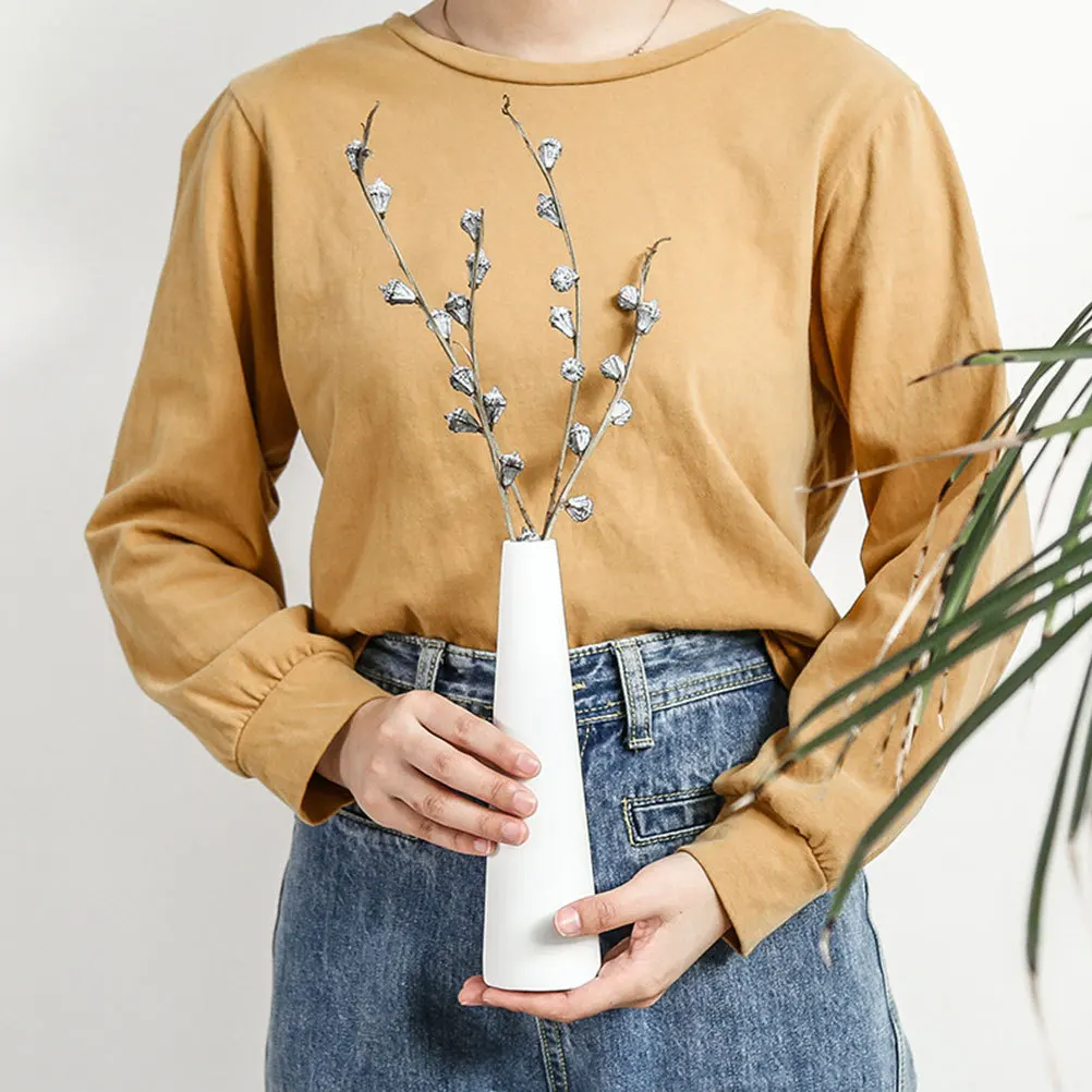 

1Pcs Ceramic Flower Vase Nordic Style White Creative Home Decoration Floral Arrangement Ornament for Office Balcony Desktop