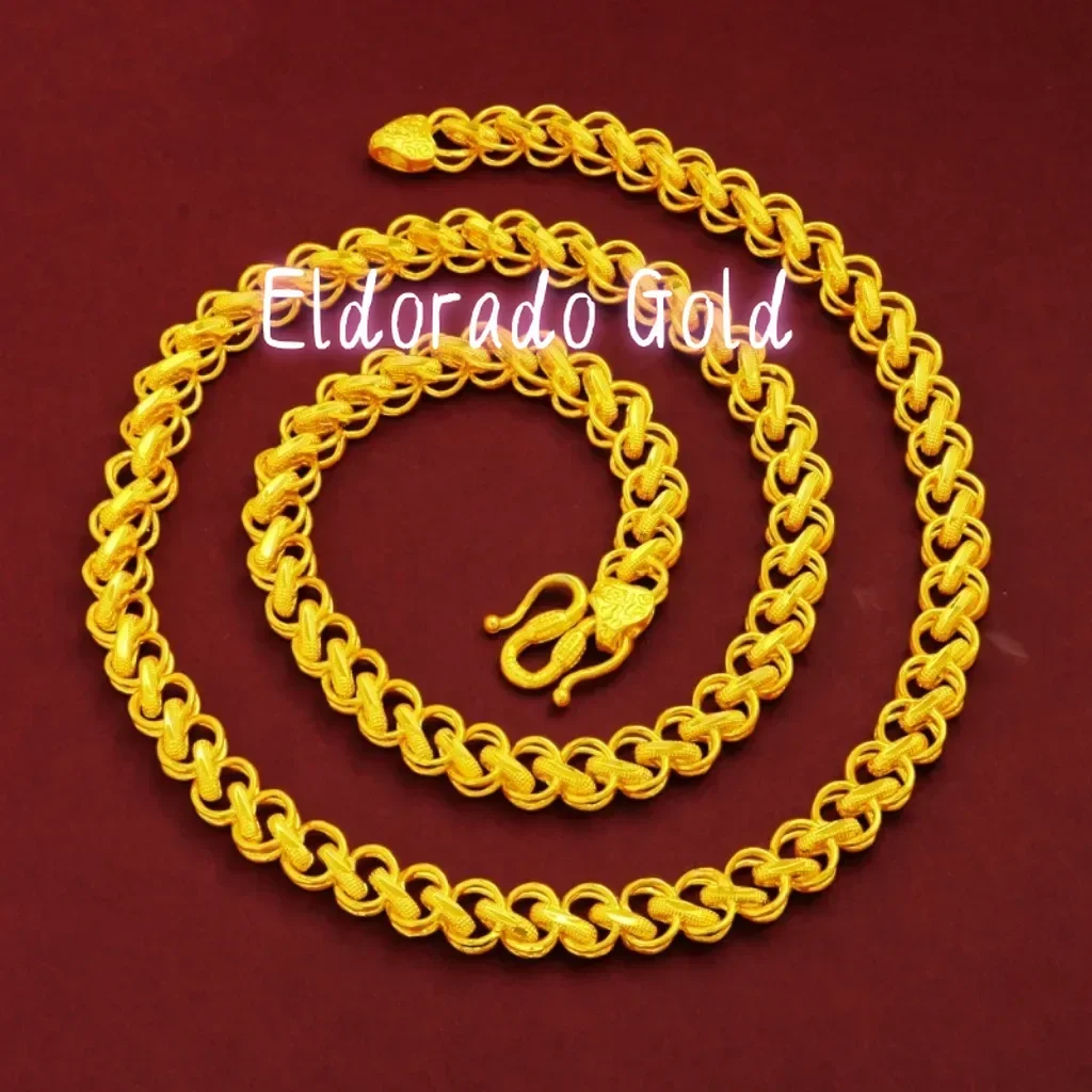 

Eldorado Gold 999 24k Real Gold Thai Chain Necklace for Men Men's Bully Fine Jewelry 8mm Necklace for Gift