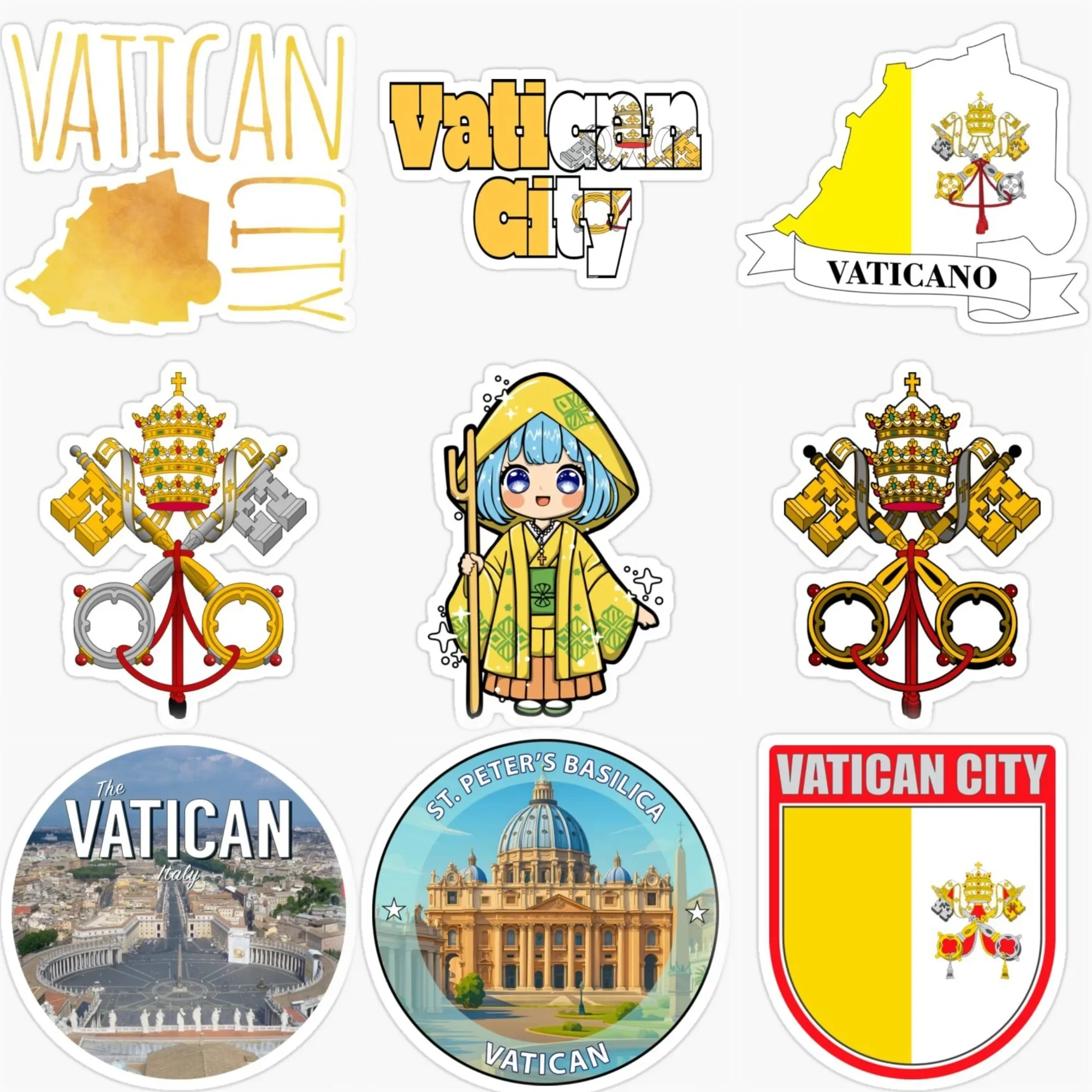 

Vatican Flag Emblem Creative Sticker Van Motorcycle Off-road Racing Car Decal Accessories Customizable Size