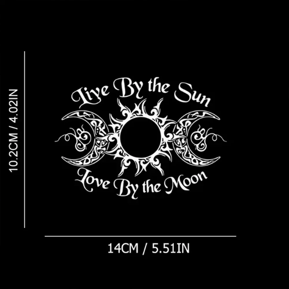Live By The Sun Love By The Moon Witch Runes Goddess Naklejki samochodowe na laptopa, butelkę, ciężarówkę, telefon, motocykl, okno, ścianę — zdjęcie 5