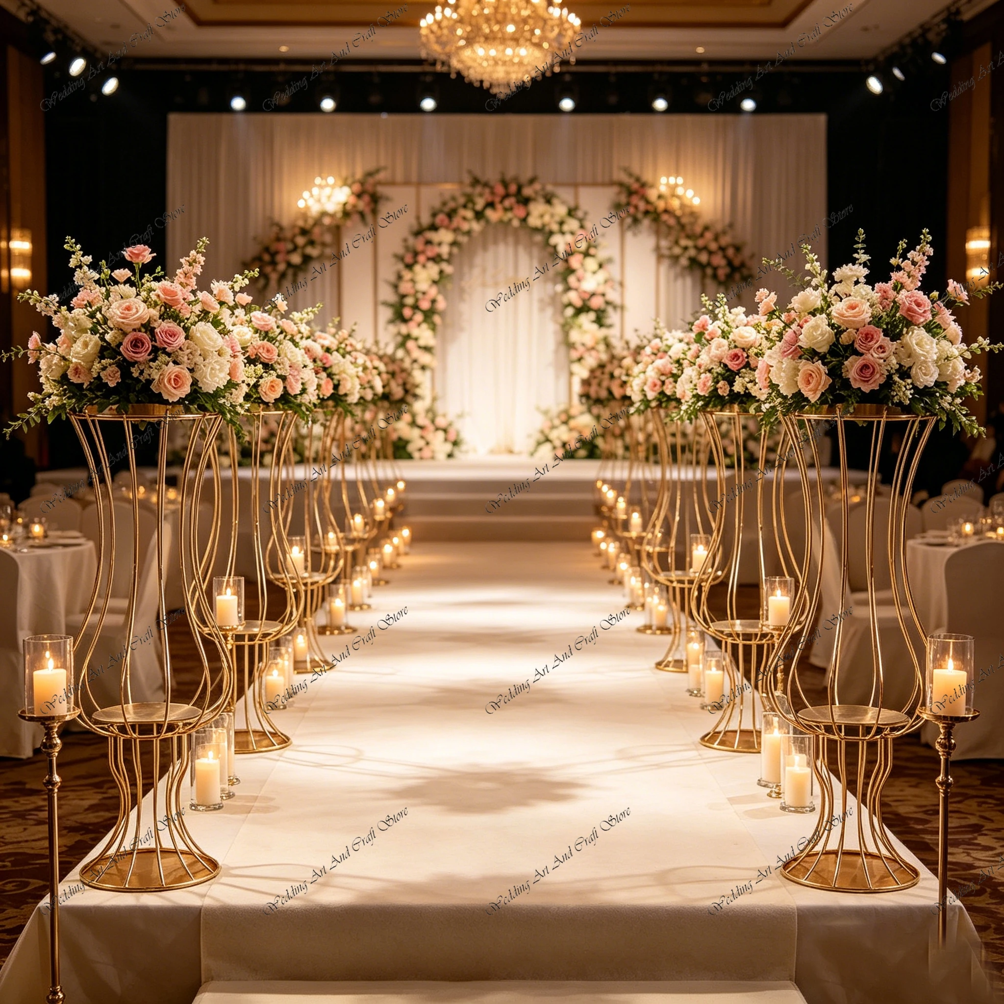 

6pcs f30 63cm Wedding Props Metal Candle Holder Flowers Vase Candlestick Table Floral Arch Wedding Decoration T-stage ivy1160