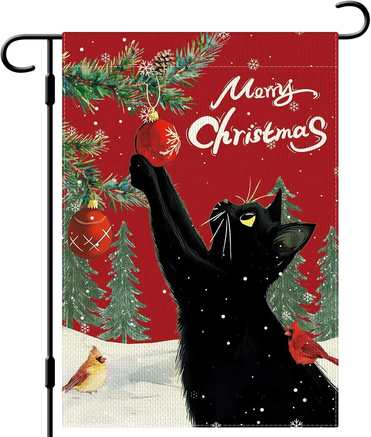 DLZDN Merry Christmas Black Cat Garden Flag 12×18 Inch Double Side Vertical Burlap Farmhouse Yard Sign Winter Holiday Outdoo YYN