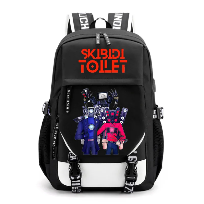 Skibidi Toilet Backpacks USB Black Women Men Travel Casual Backpacks Middle School Students Teens Laptop caderno escolar