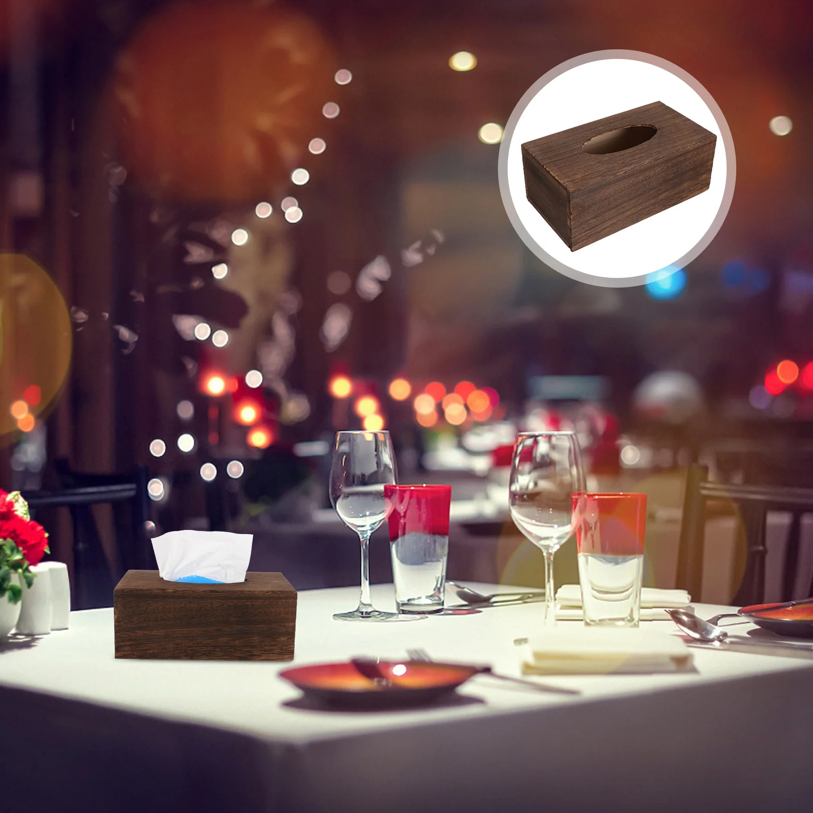 

1Pcs Wooden Tissue Box Napkin Holder Desktop Storage Container Paper Organizer Living Room Bathroom Tissue Box