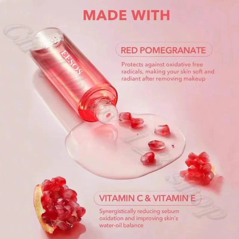 مزيل مكياج رمان أحمر لكامل الوجه والشفاه ومزيل مكياج لطيف لا يحفز 80 مل