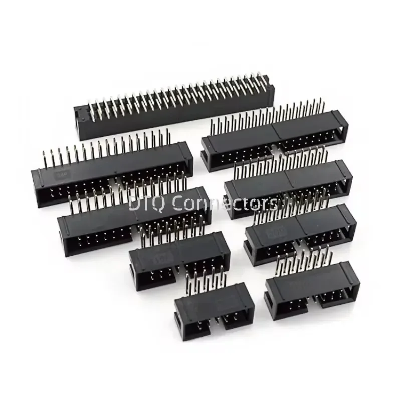 5/10Pcs Right Angle 6/10/20/26/34/40 Pin 2.54mm Pitch Male Socket Idc Box Header Pcb Connector Double Row 10p/20p/40p Dc3 Header