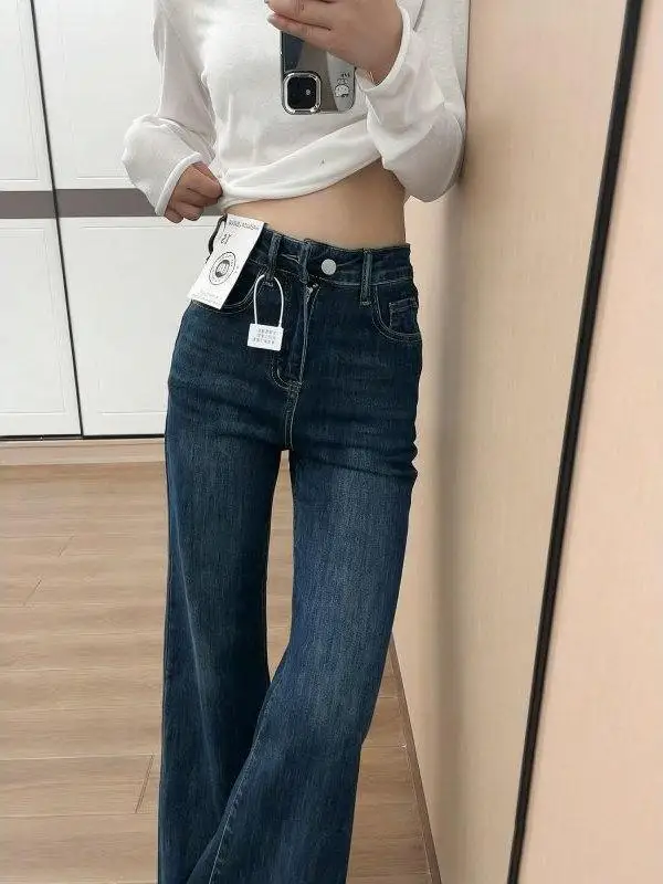 

Ретро джинсы-клеш с высокой талией для женщин, осенне-зимние, новые, эластичные, утягивающие, не требующие сочетания, леггинсы, укороченные брюки-клеш