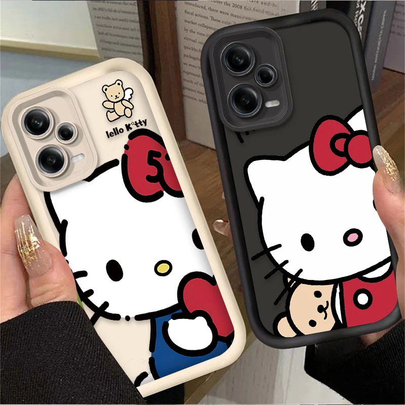かわいい漫画風ハローキティケース Xiaomi Redmi A5 A4 A3 A3X A2 A1 Plus 13X Redmi K80 Ultra K70 K70E K60 K60E K50 K40 K40S K30用