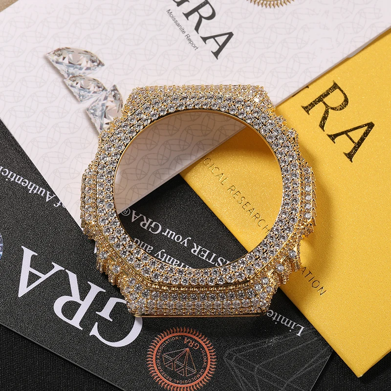 Jewelry Watches Silver - เคสนาฬิกา DW-6900 สไตล์ฮิปฮอปประดับเพชรสำหรับผู้ชาย เครื่องประดับแร็ปเปอร์ สีโรสโกลด์และสีเงิน