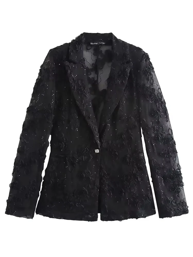 Sequin Pants Sets For Women 2 Pieces 2025 New Fashion Translucent Blazer Coat Women's Suit Elegant Two Piece Women Outfit