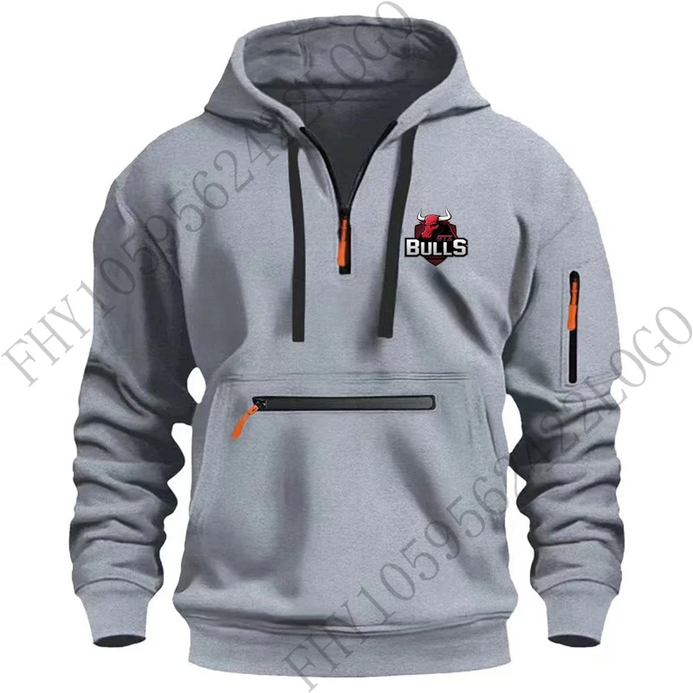 Autumn and winter new men\'s casual sports pullover fashion hooded long sleeve zipper pocket hoodie loose European size coat