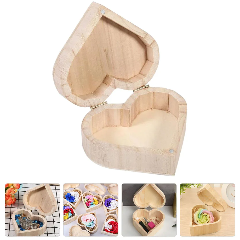 

Compact Heart Shape Wooden Jewelry Box Organizer for Earrings Pendants Necklaces Dustproof Safe Sturdy Elegant Tabletop Display