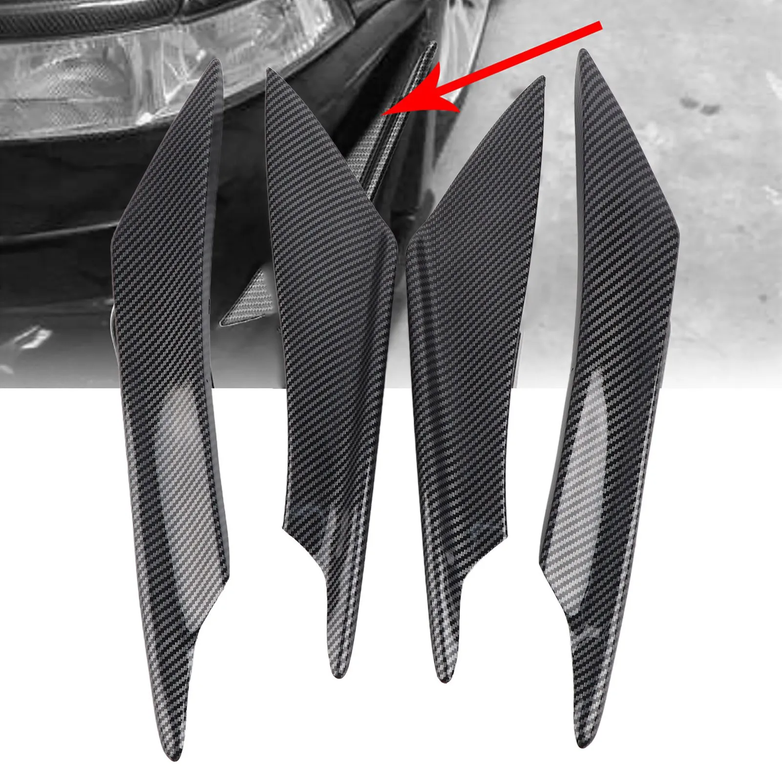 

Universal Car Body Spoiler Front Bumper Lip Splitter Fins Trim ABS Front Bumper Spoiler Carbon Fiber For Most Of Car