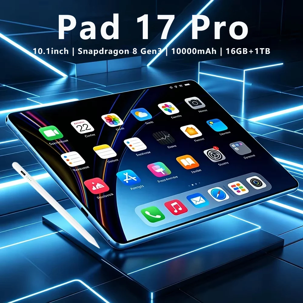 2026 New Hot Pad 17 Pro 10.1inch HD 4K Android 15 16GB+1T 10000mAh 5G Dual SIM WiFi GPS Tab Original Global Version Tablet