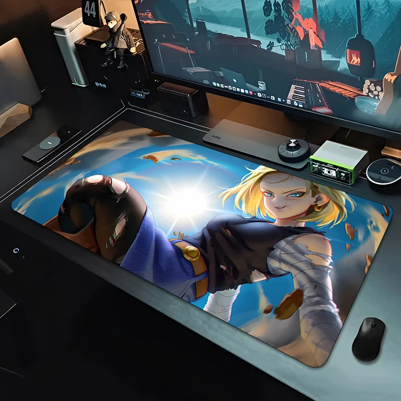 DBZ Extended Mouse Pad eSports Gamer Players Speed Rubber Anime Desk Mat Dragon Ball Android 18 Mousepad Non-slip Keyboard Mat view 4