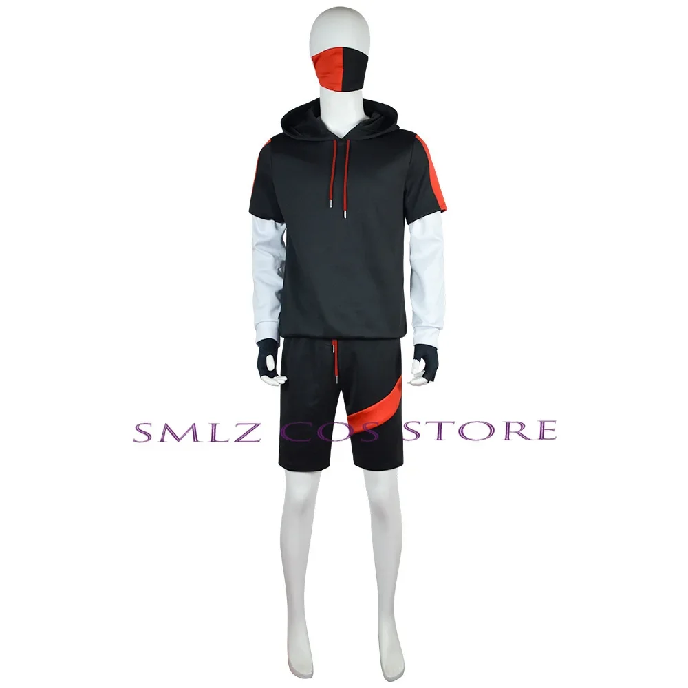 Ikonik Game Fortress Anime Cosplay Costume pour homme, sweat à capuche adulte, short, masque, uniforme trempé, fête d'Halloween, 5 pièces