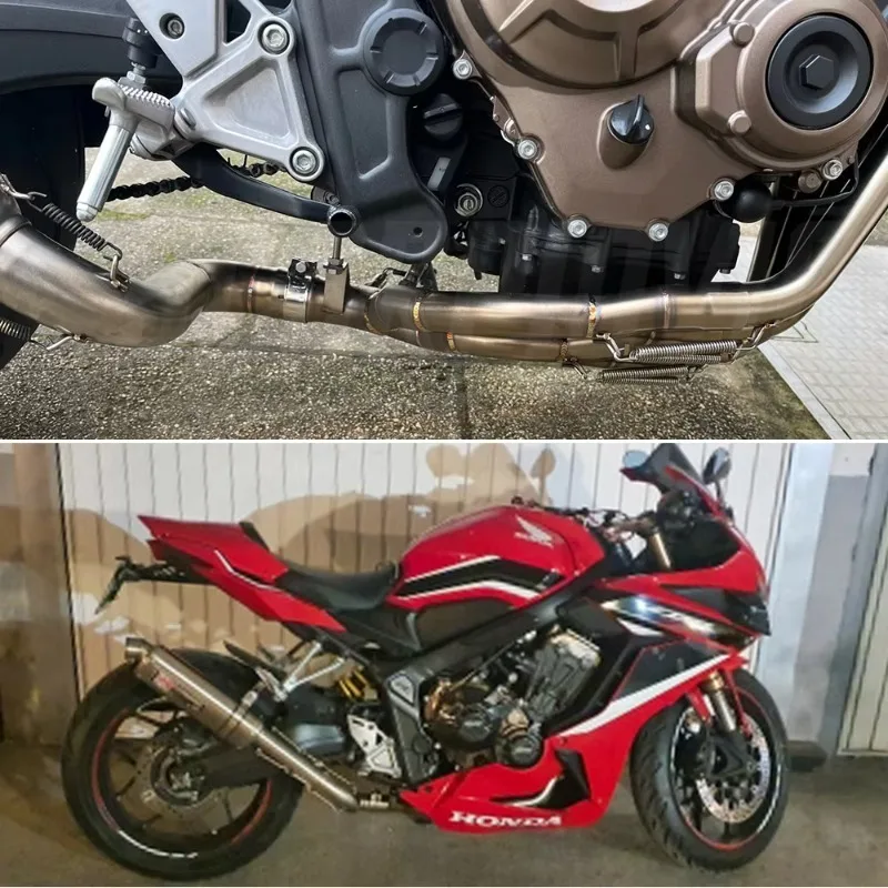 Sistem Knalpot Sepeda Motor Pipa Penghubung Depan Slip on Peredam Suara 51mm untuk Honda CB650F CB650R CBR650 CBR650F 2014 - 2025