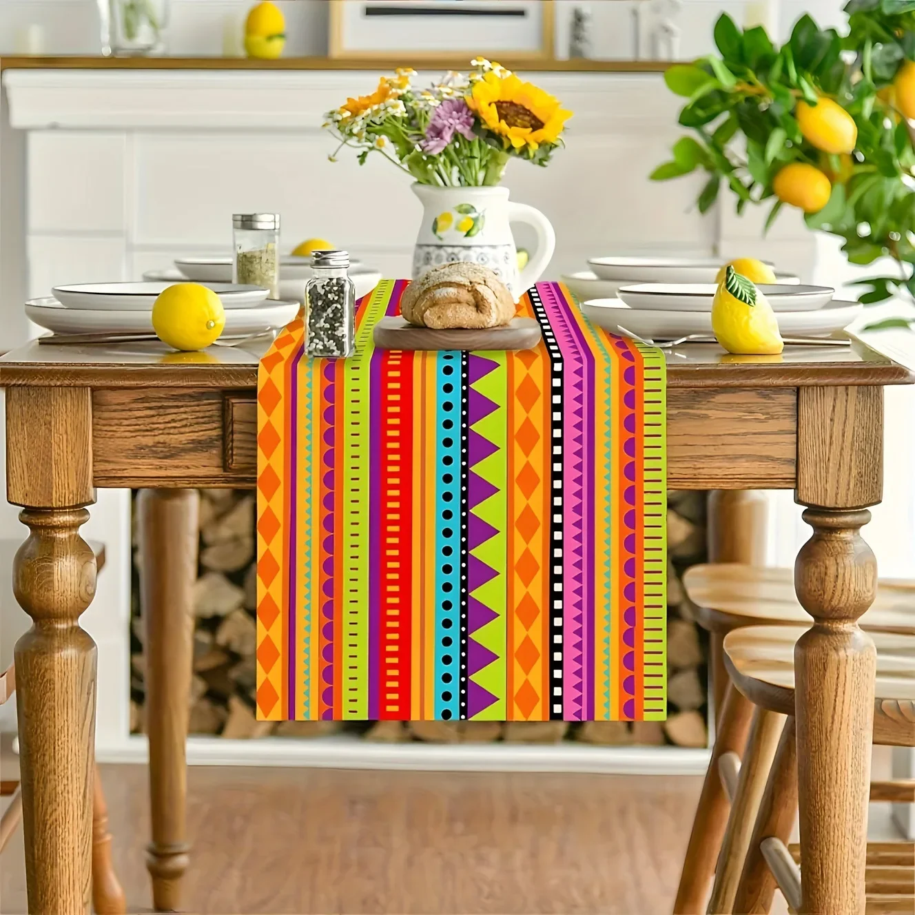Peacock Table Runner Luxury Feather Pattern Linen Tablecloth Teal Gold Retro Art Kitchen Dining Wedding Party Decor Scarf