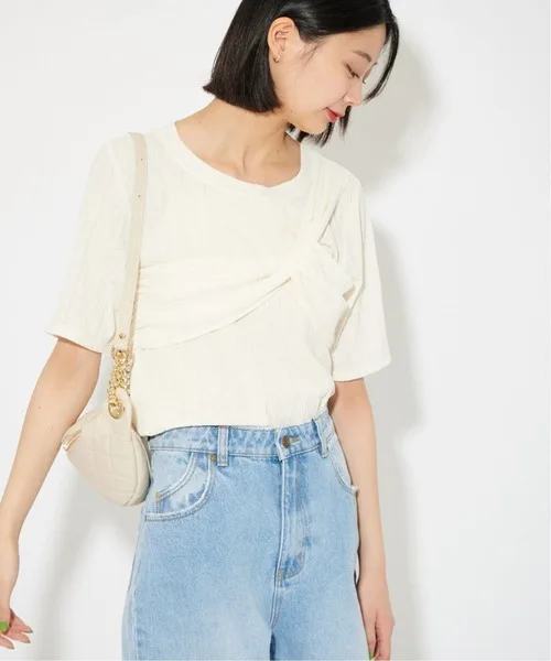 

Футболка Aventura High Elastici Slim Fit с узлом, украшением, текстура, полиэфирное волокно, 93% спандекс, 7%, весна 2024 г.