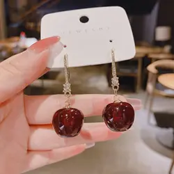 Jea.Angel New Cute Red Cherry Earrings 2022 Summer Hot Sale Silver Color For Women Girl Fruit Earring Exquisite Jewelry Gifts