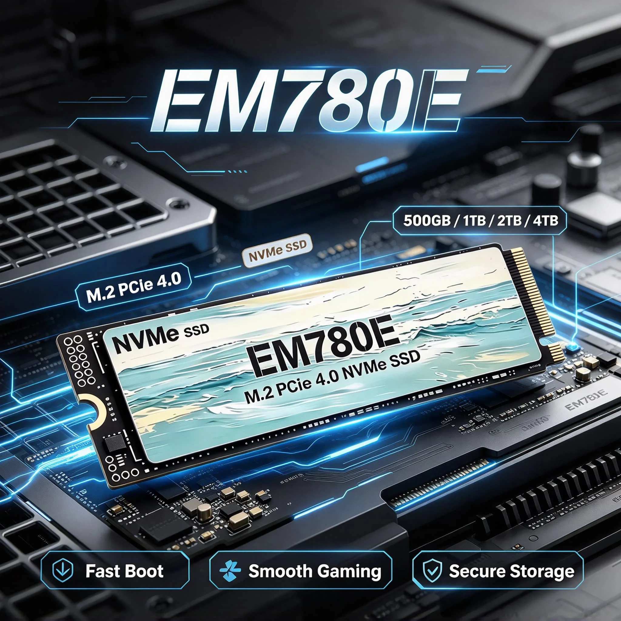 EM780E M.2 NVMe PCIe 4.0 Internal SSD 4TB 2TB 1TB 500GB Solid State Drive High Speed Gen4 Gaming Office PC Laptop Max Ultra Plus