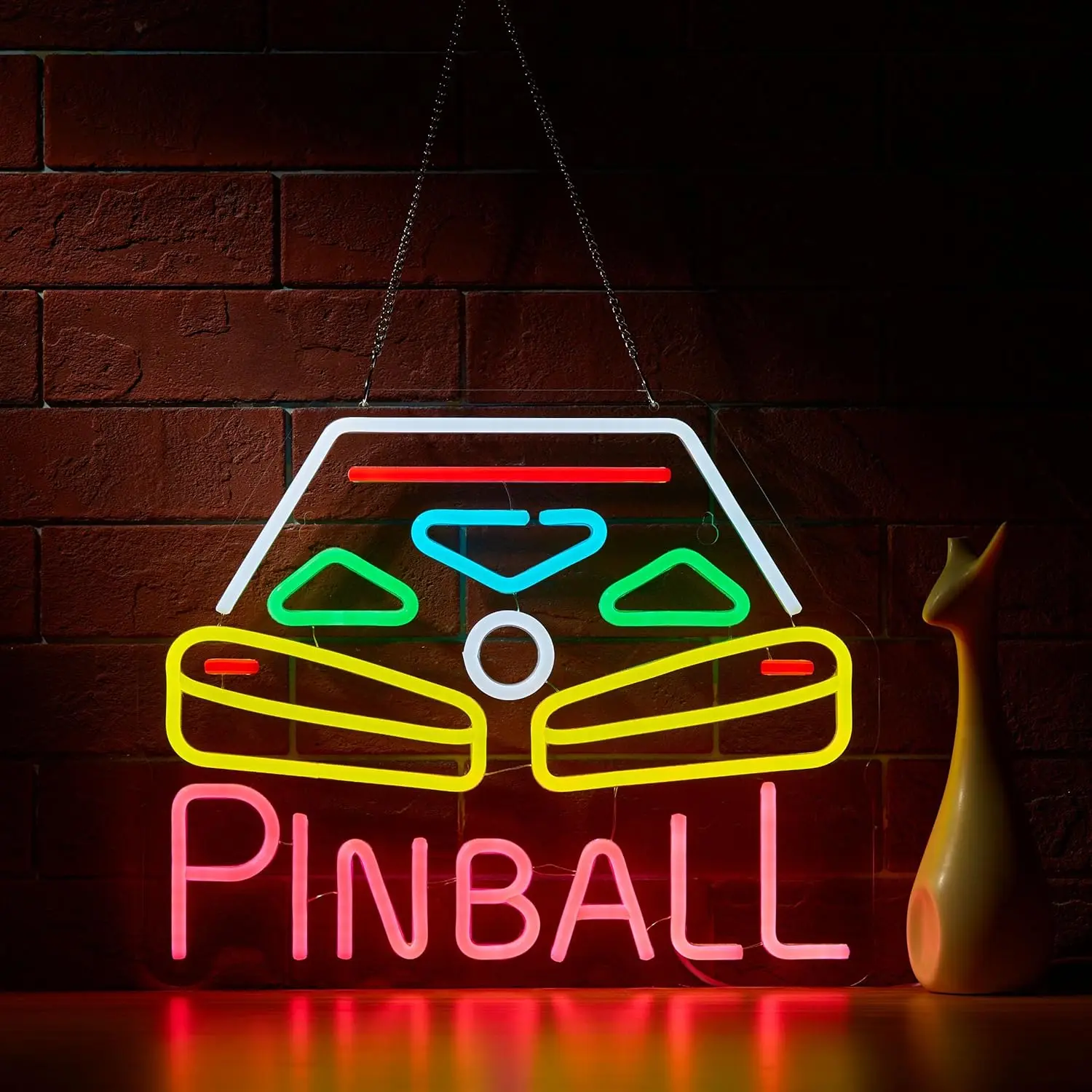 Pinball Neon Sign LED Neon Light Sign for Wall Decor with Dimmable Switch USB Powered for Bedroom Living Room Sports Game