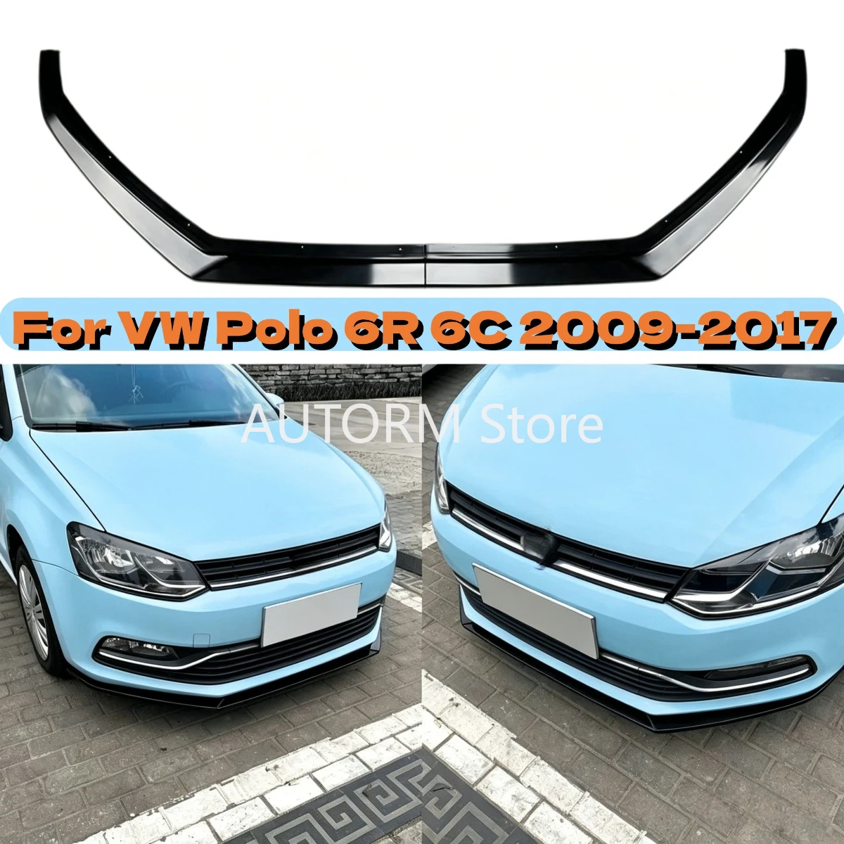 

Front Bumper Lip Splitter Spoiler Diffuser For VW Polo 6R 6C 2009-2017 Front Lip Splitter Protector Car Accessories Glossy Black