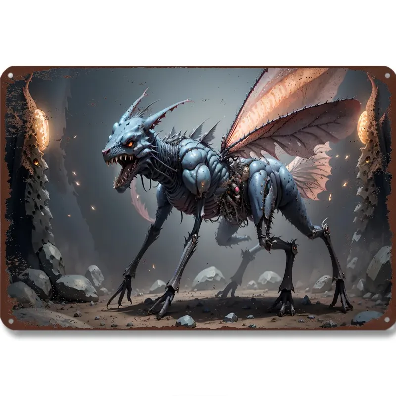 

Fantasy Dragon-Themed Aluminum Wall Hanging Decor, 7.9x11.8"/11.8x17.7" Metal Tin Sign, Multipurpose Vintage-Inspired Plaque