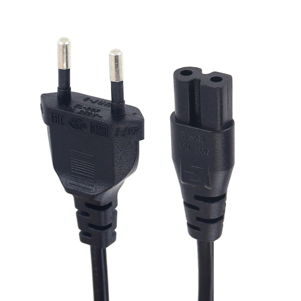 90 Degree EU Schuko to Polarized Figure 8 AC Adapter Power Cord 0.75mm CEE7/16 plug to IEC320 C7 Power Cable 1.8M