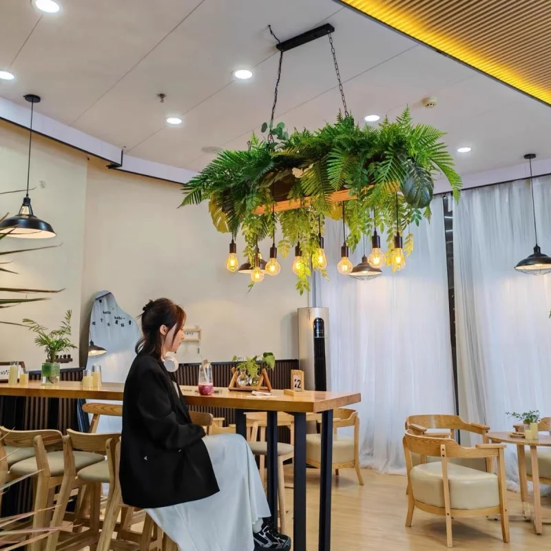 Green Plant Pendant Light Bar Counter Pendant Light Plant Pendant Light Restaurant Hotel Dining Decoration Light Showcase Light