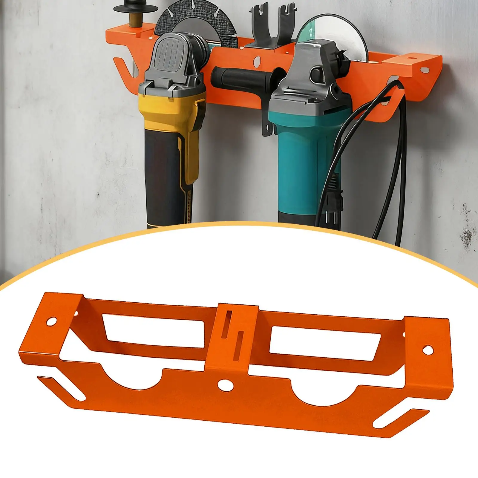 Angle Grinder Holder Stand Wall Mount Iron Tool Storage Rack Grinder Tray Easy Install for Garage Workshop Organization