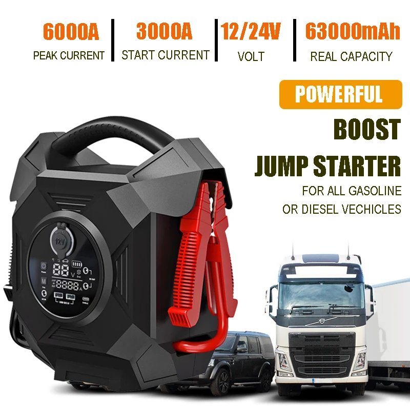 12V 24V multi functions 236800mah battery charger jump start for  car/truck/heavy vehicles car battery jump starter 12/24