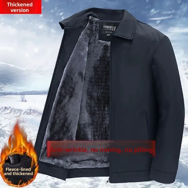 

Thiened Fce Autumn Winter Jaet for Middle-Aged And ly Men 60 plus andpa Cotton Clothes Warm Sli Zipper Closure