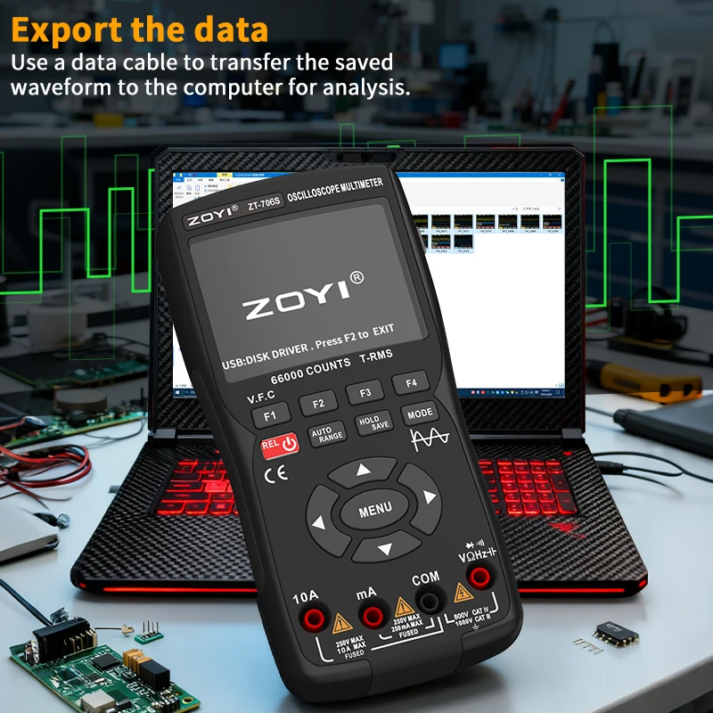 ZOYI Upgraded 706S Handheld Oscilloscope Multimeter 66000-Count
