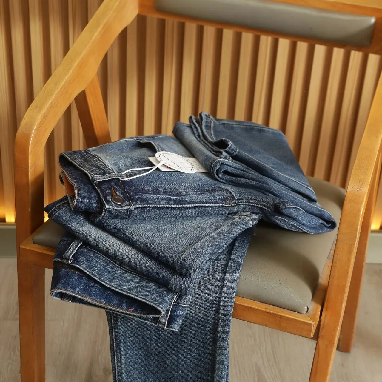 

Soft High Elastic Slim Straight Jeans Men's New Season Casual Comfortable Breathable mid Waist Zipper Fly Blue Denim Pants