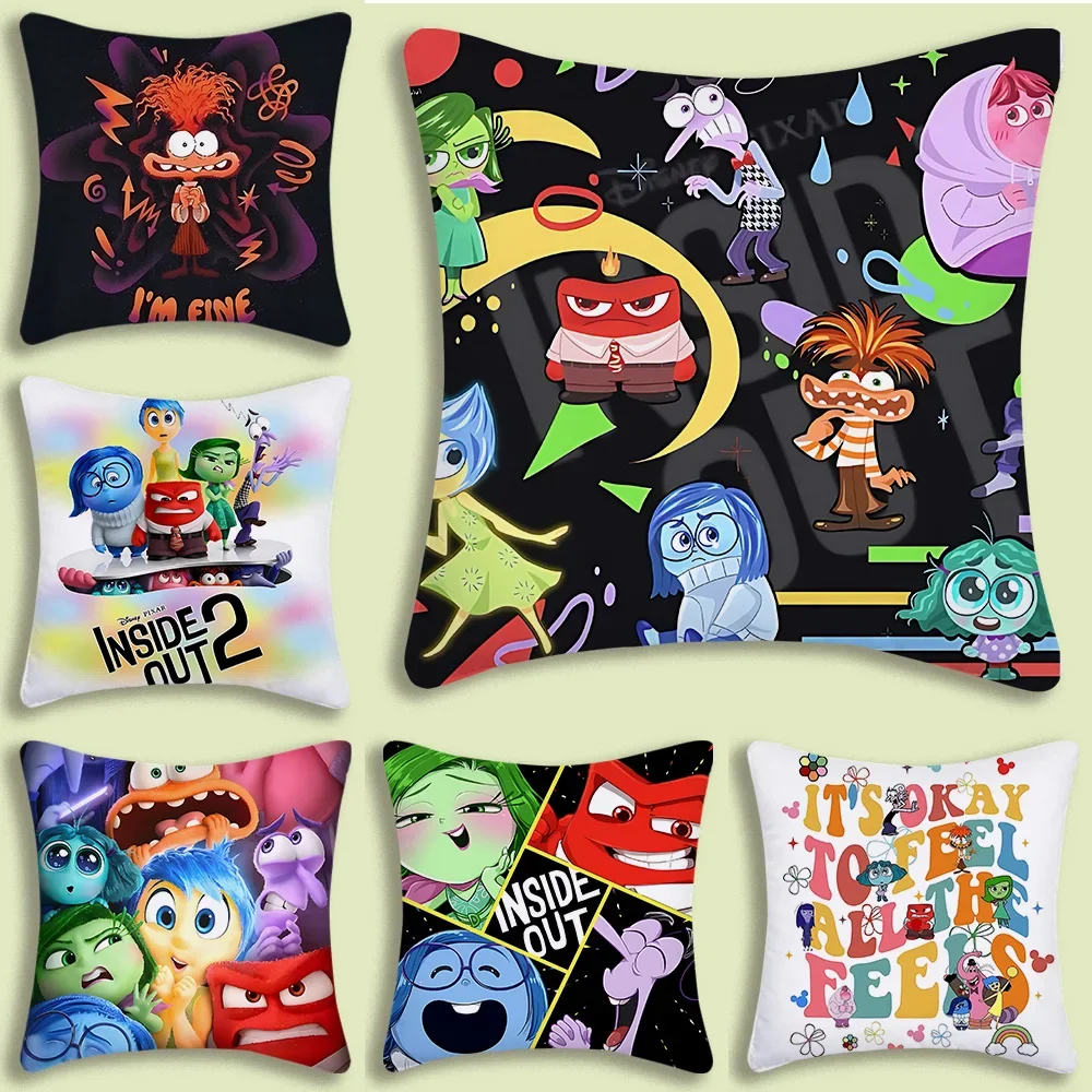 Pillow Covers Cartoon Sofa Decorative Home Double-sided Disney Inside Out 2 Printing Short Plush Cute Cushion Cover