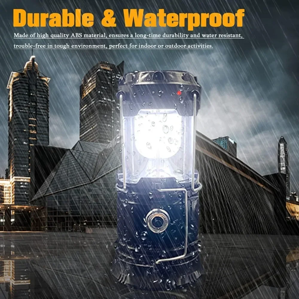 Solar LED Portable Lantern Telescopic Torch Lamp Multi-function Outdoor USB Charge Camping Emergency Tent Lamp Outdoor Lighting