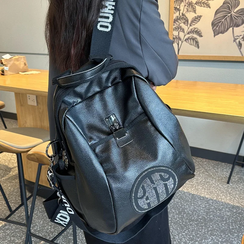 

2025 New Leather Backpack Thick Shoulder Bag Pack Crossbody Multi-purpose Women's Backpack Large Capacity Bagpack