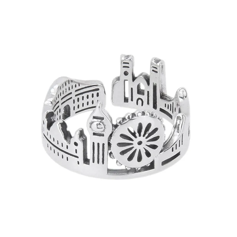 

BOCAI New s925 sterling silver, amusement park castle ring for men and women, fashion personality, trend jewelry