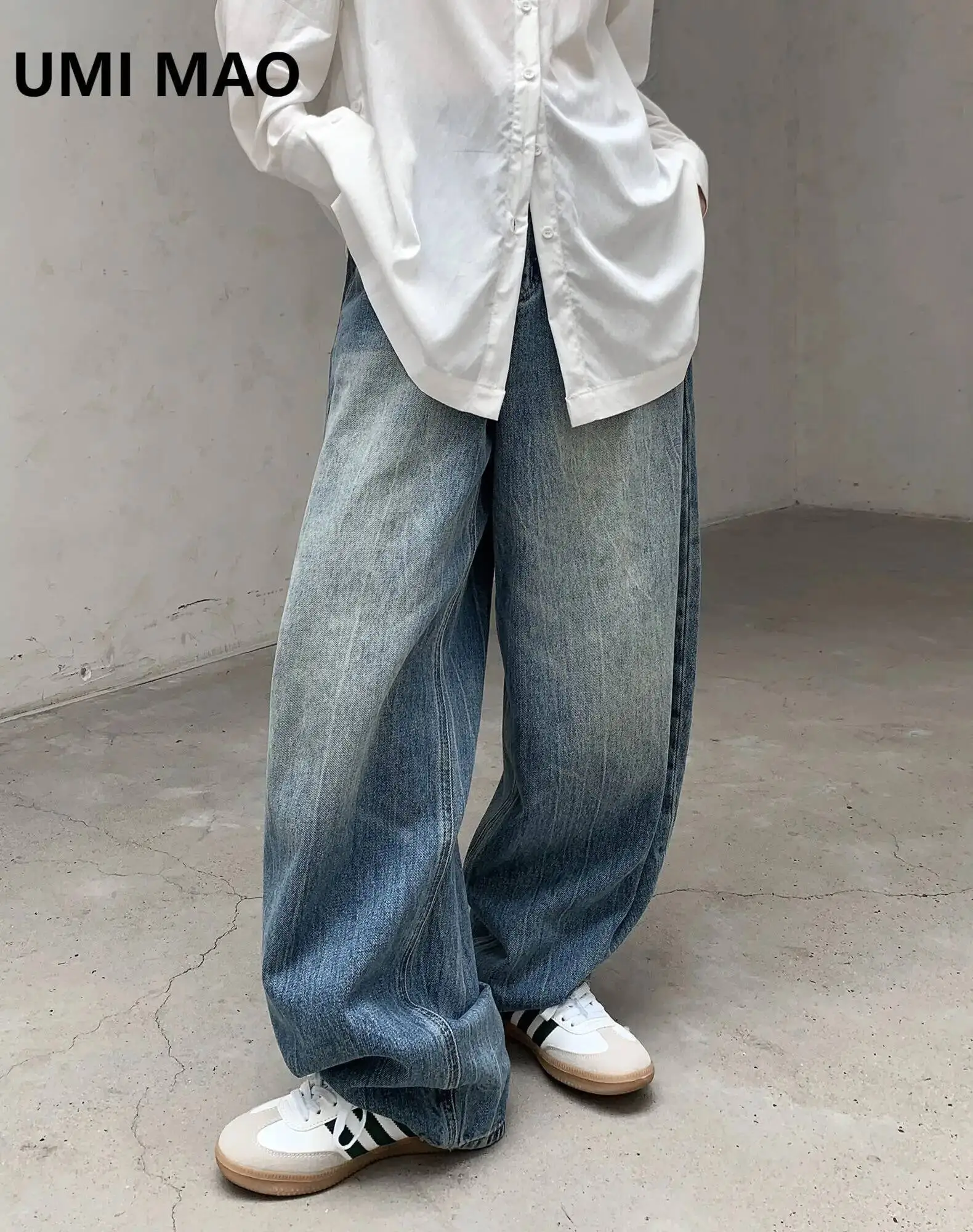 

UMI MAO Jeans Women's Yamamoto Dark Autumn And Winter Korean Fashion Curved Pants Long Pants Thick Trousers Femme Y2K